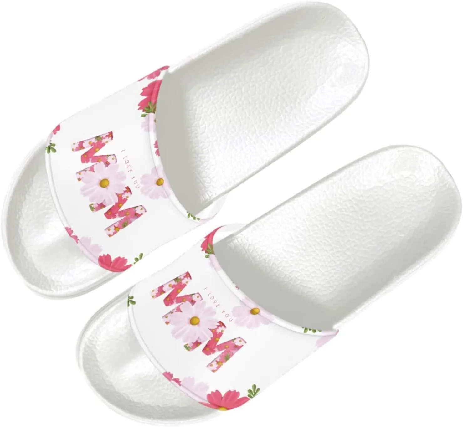 Slide Sandals Slippers for Women and Men, Cozy PU Uppers EVA Sole Non Slip Quick Drying Shower Shoes Bathroom Office