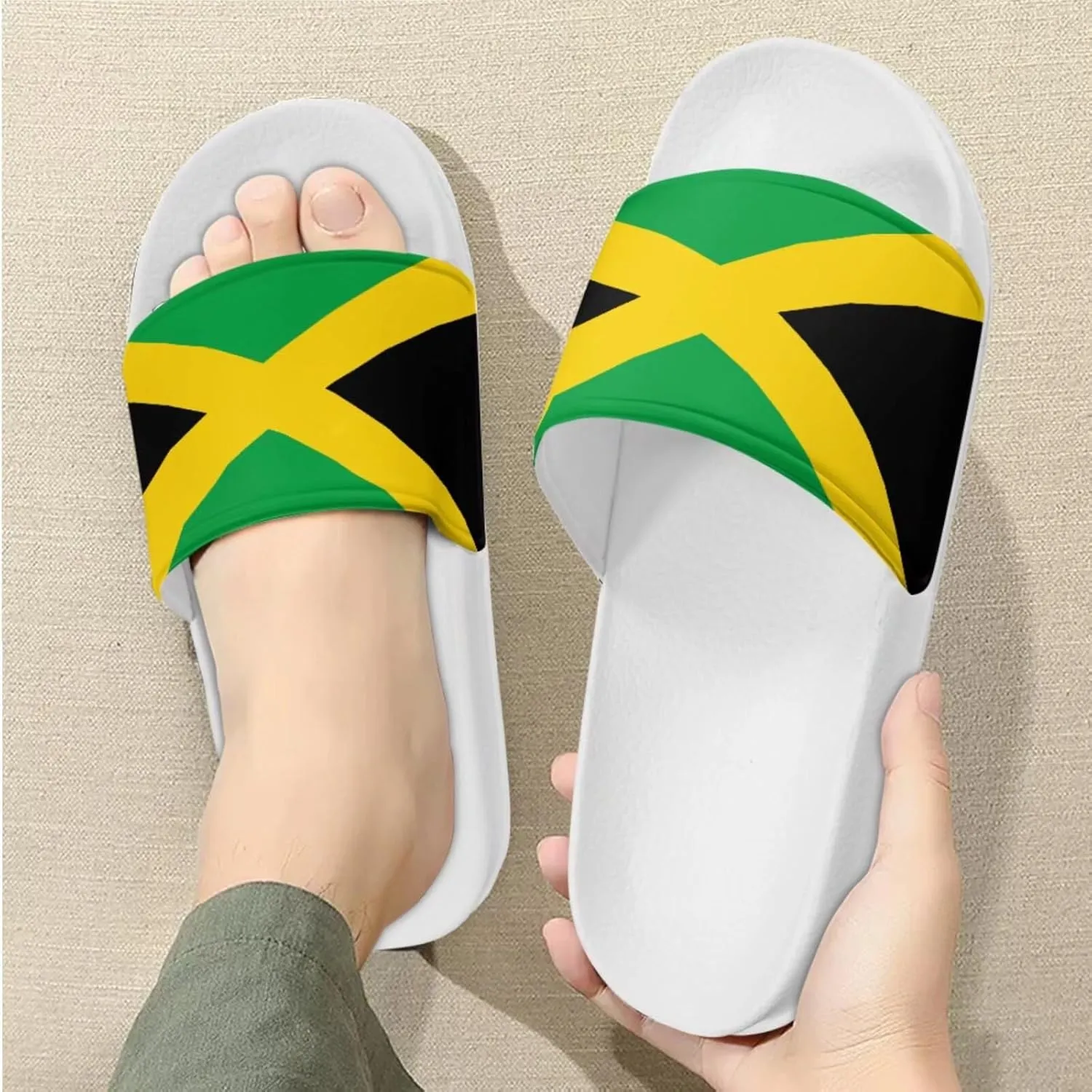 Slide Sandals Slippers for Women and Men, Cozy PU Uppers EVA Sole Non Slip Quick Drying Shower Shoes Bathroom Office