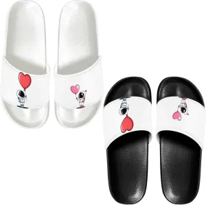 Slide Sandals Slippers for Women and Men, Cozy PU Uppers EVA Sole Non Slip Quick Drying Shower Shoes Bathroom Office