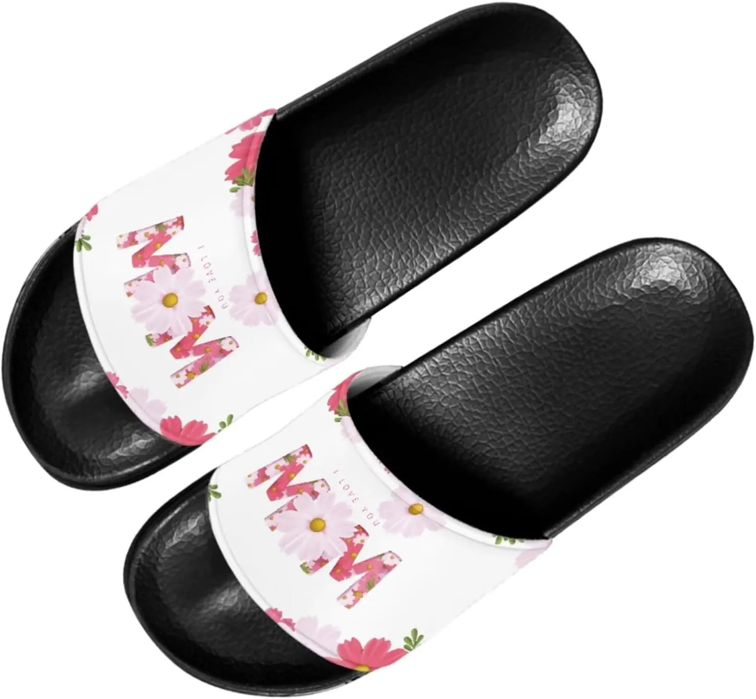 Slide Sandals Slippers for Women and Men, Cozy PU Uppers EVA Sole Non Slip Quick Drying Shower Shoes Bathroom Office