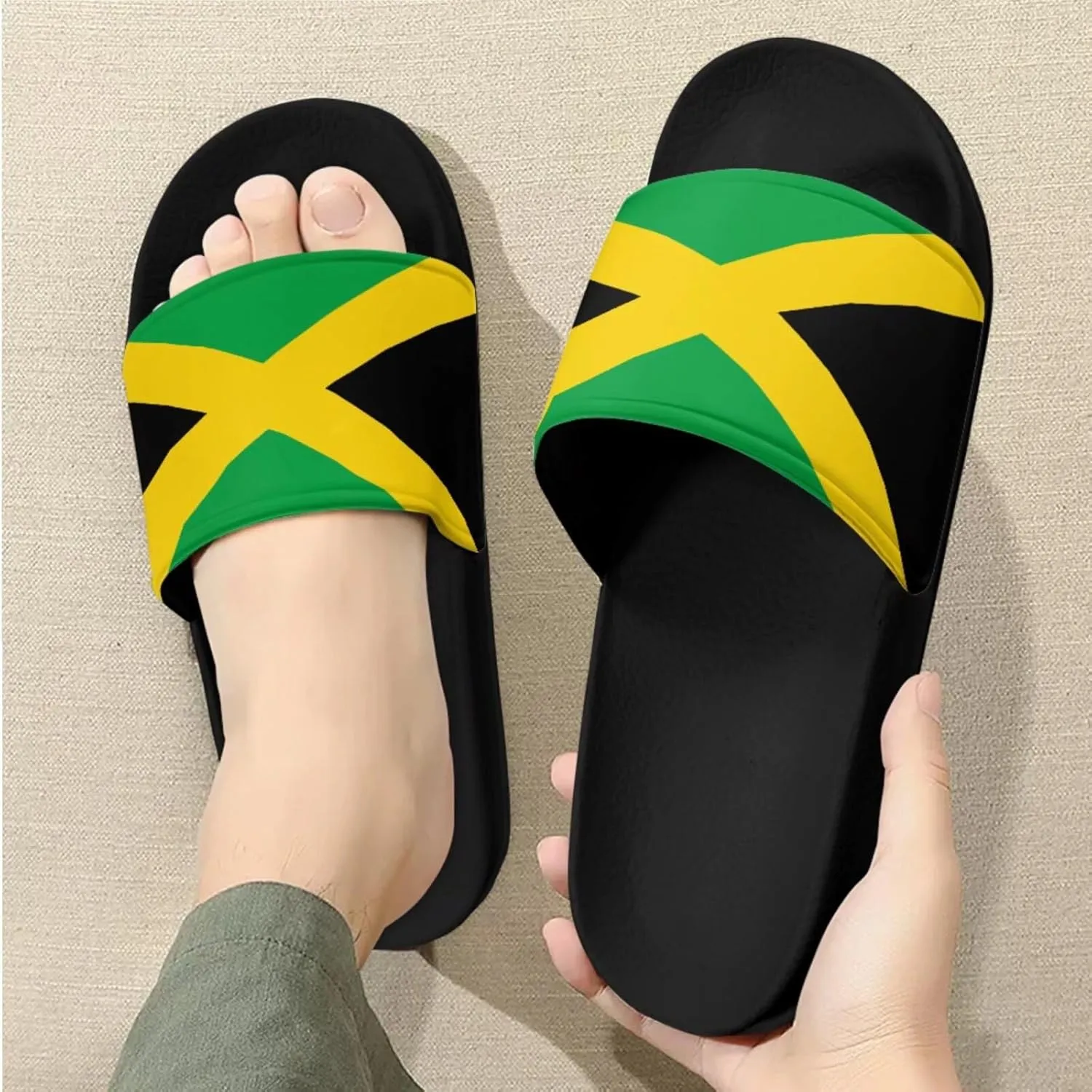 Slide Sandals Slippers for Women and Men, Cozy PU Uppers EVA Sole Non Slip Quick Drying Shower Shoes Bathroom Office