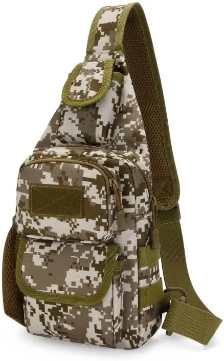 Sling Bag Crossbody Backpack for Men,Handiness Skiing Sling Bag, Lightweight Daypack for Hiking Travel (Camouflage)
