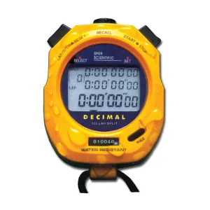 Sper Scientific Stopwatch, Water Resistant, Decimal Display and Multi-Split Stop Watch Timer for Sports, Coaches, Industrial Workers, and Trainers