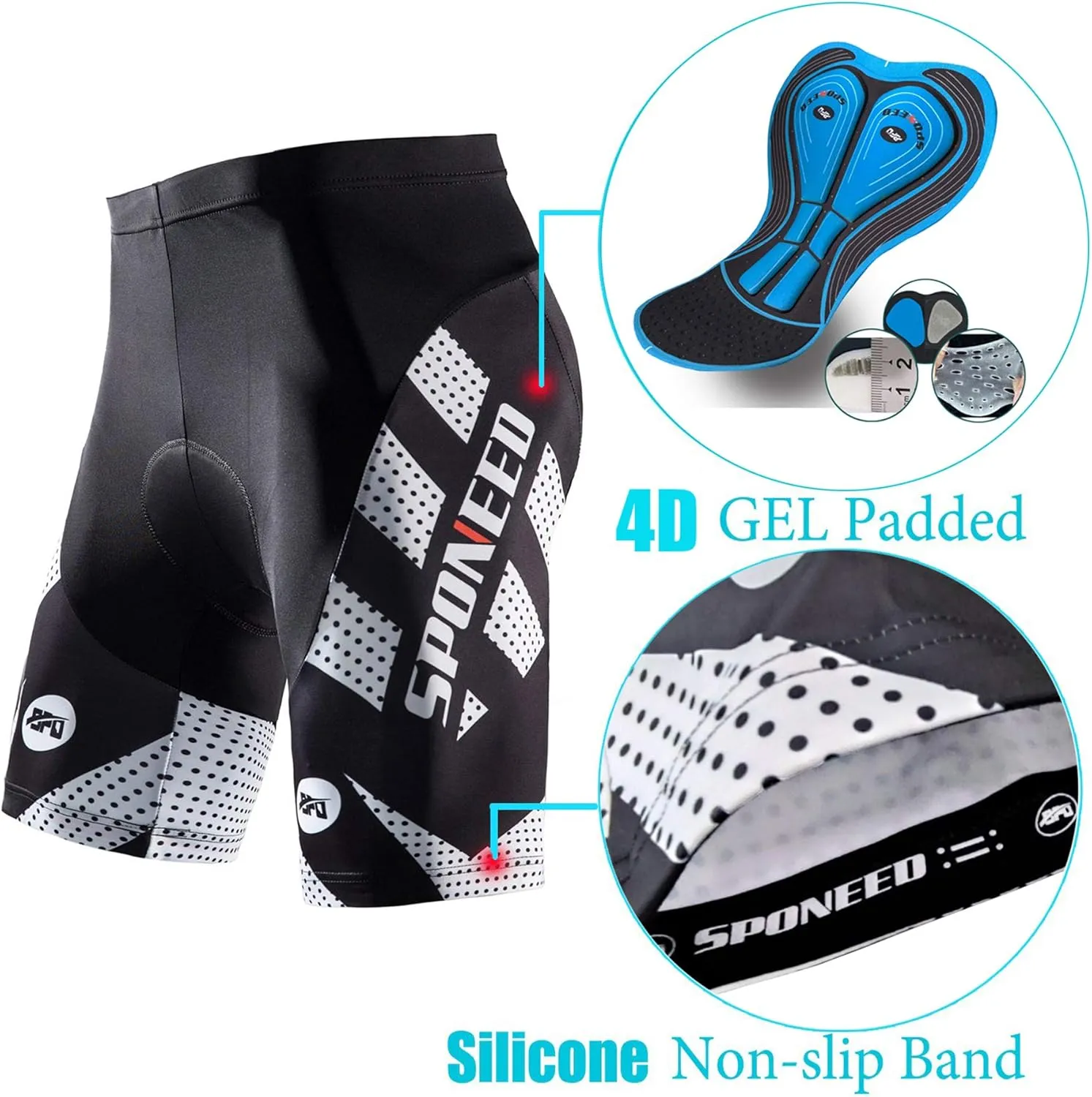 sponeed Men's Cycling Shorts Padded Bicycle Riding Pants Bike Biking Clothes Cycle Wear Tights