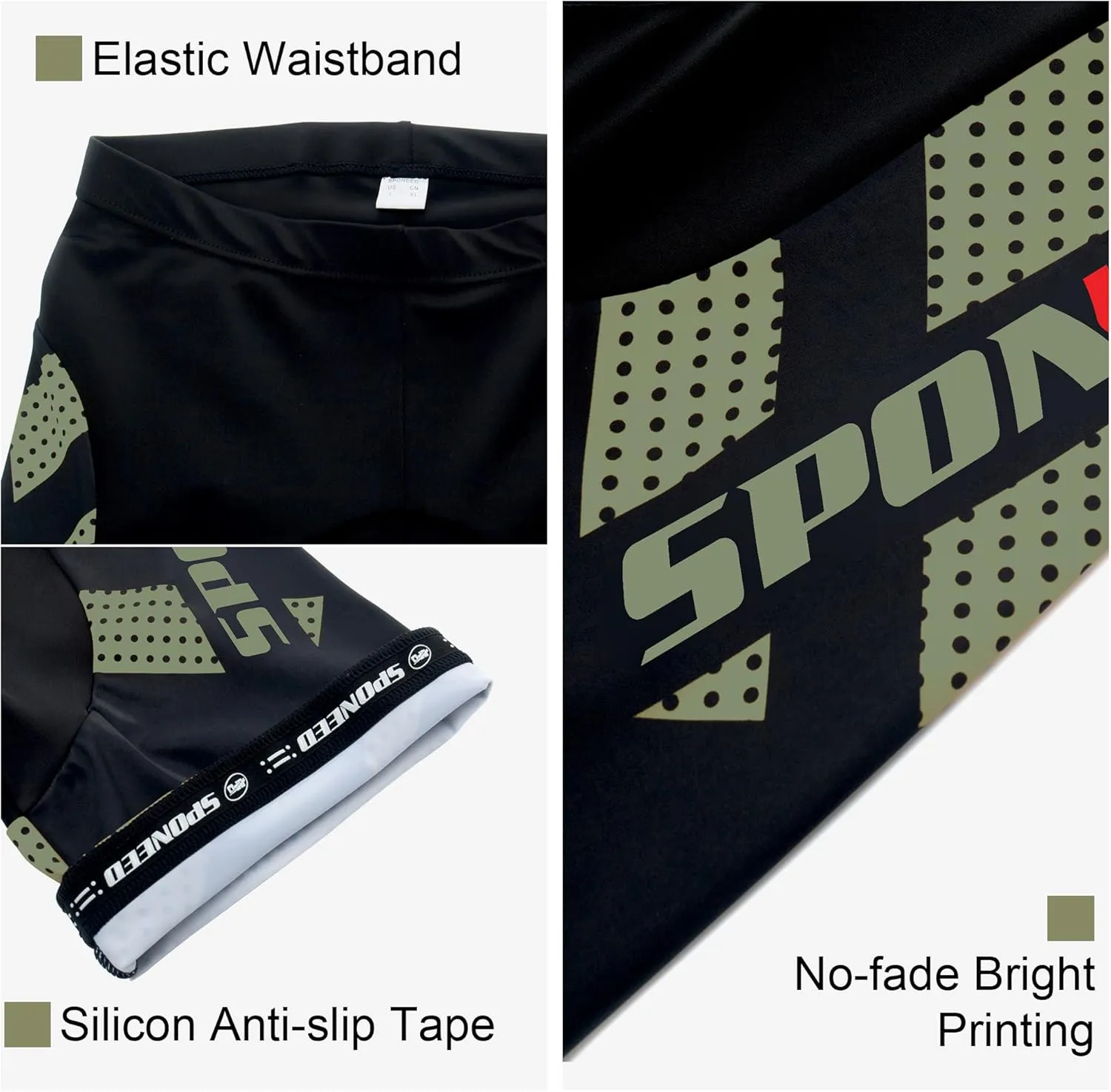 sponeed Men's Cycling Shorts Padded Bicycle Riding Pants Bike Biking Clothes Cycle Wear Tights