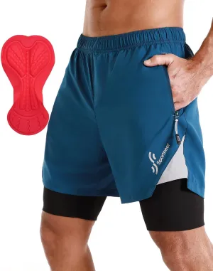 Sportneer Bike Shorts for Men - 3D Padded Lightweight MTB Fit Riding Biking Bicycle Biker Shorts with Zipper Pockets