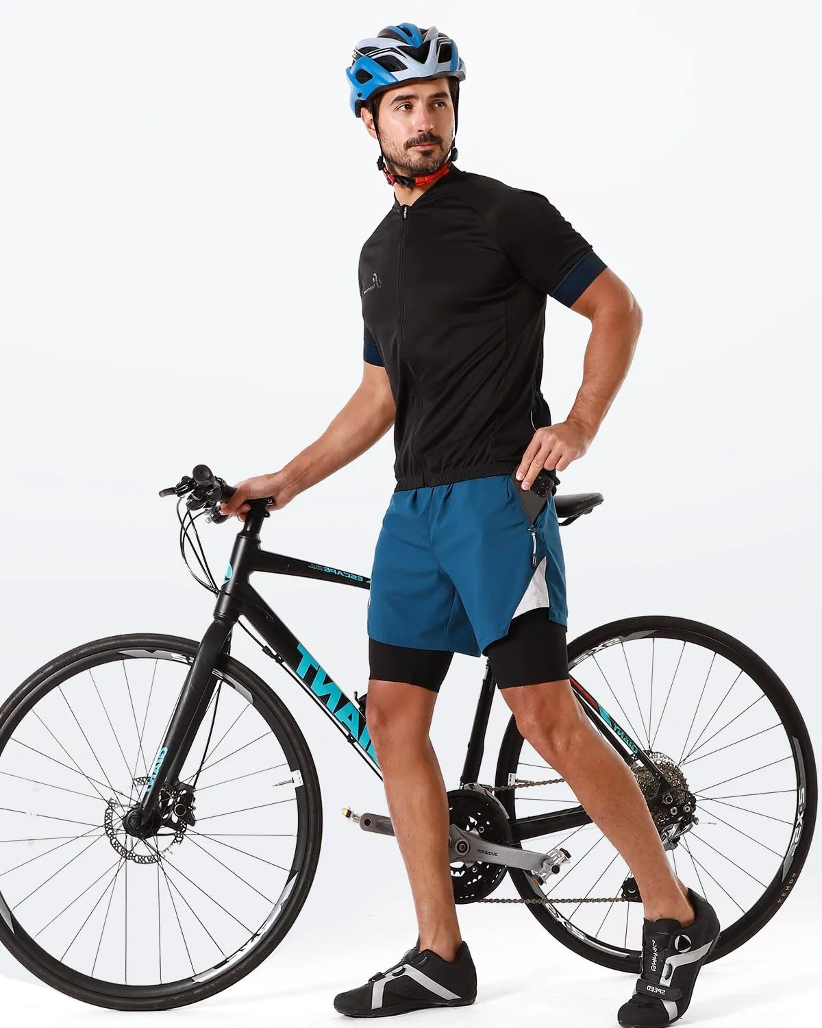 Sportneer Bike Shorts for Men - 3D Padded Lightweight MTB Fit Riding Biking Bicycle Biker Shorts with Zipper Pockets