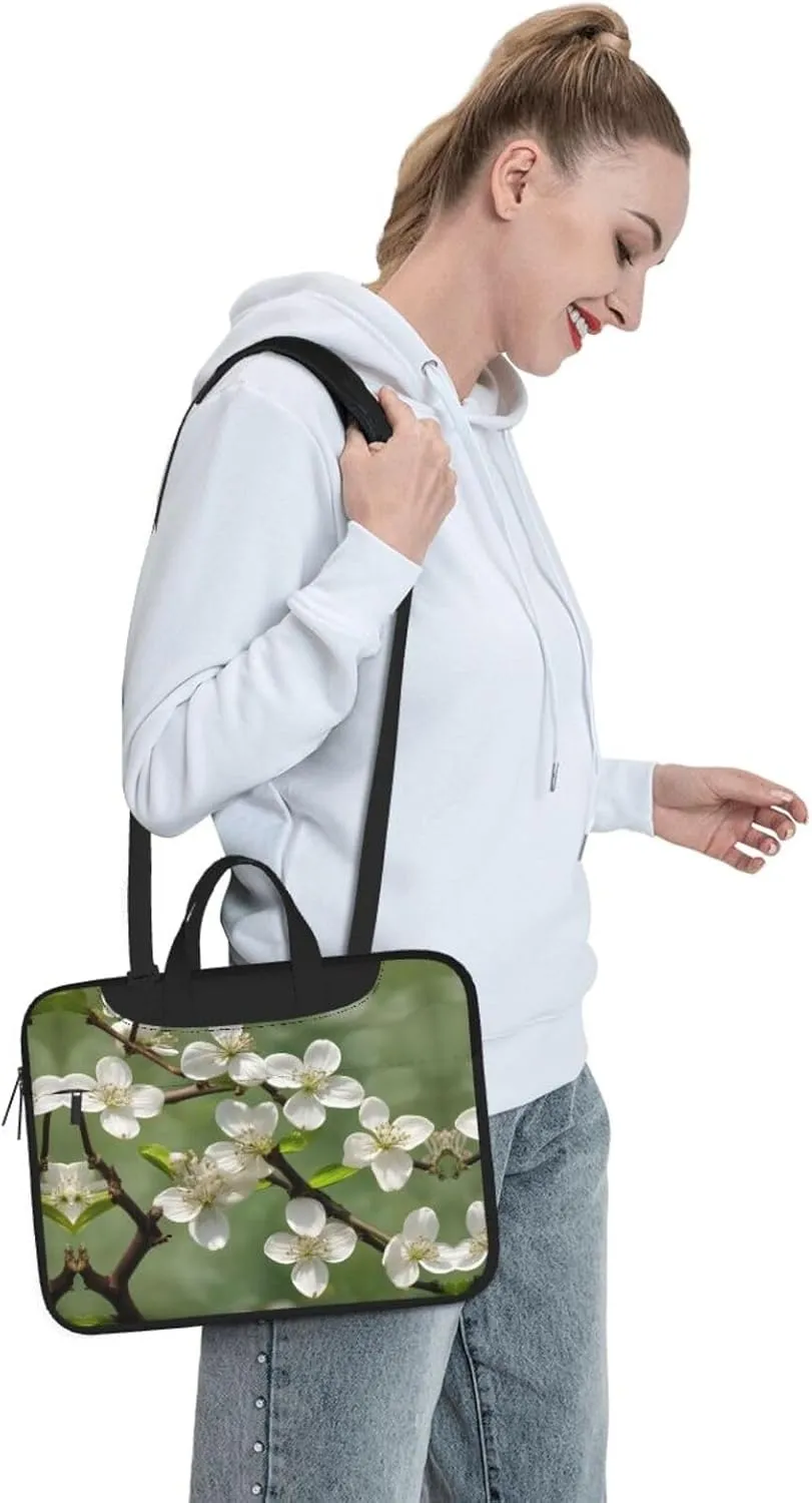 Spring Dogwood Blossoms Print Laptop Bag Laptop Case Shoulder Laptop Bag with Padded Protection Spacious Pockets
