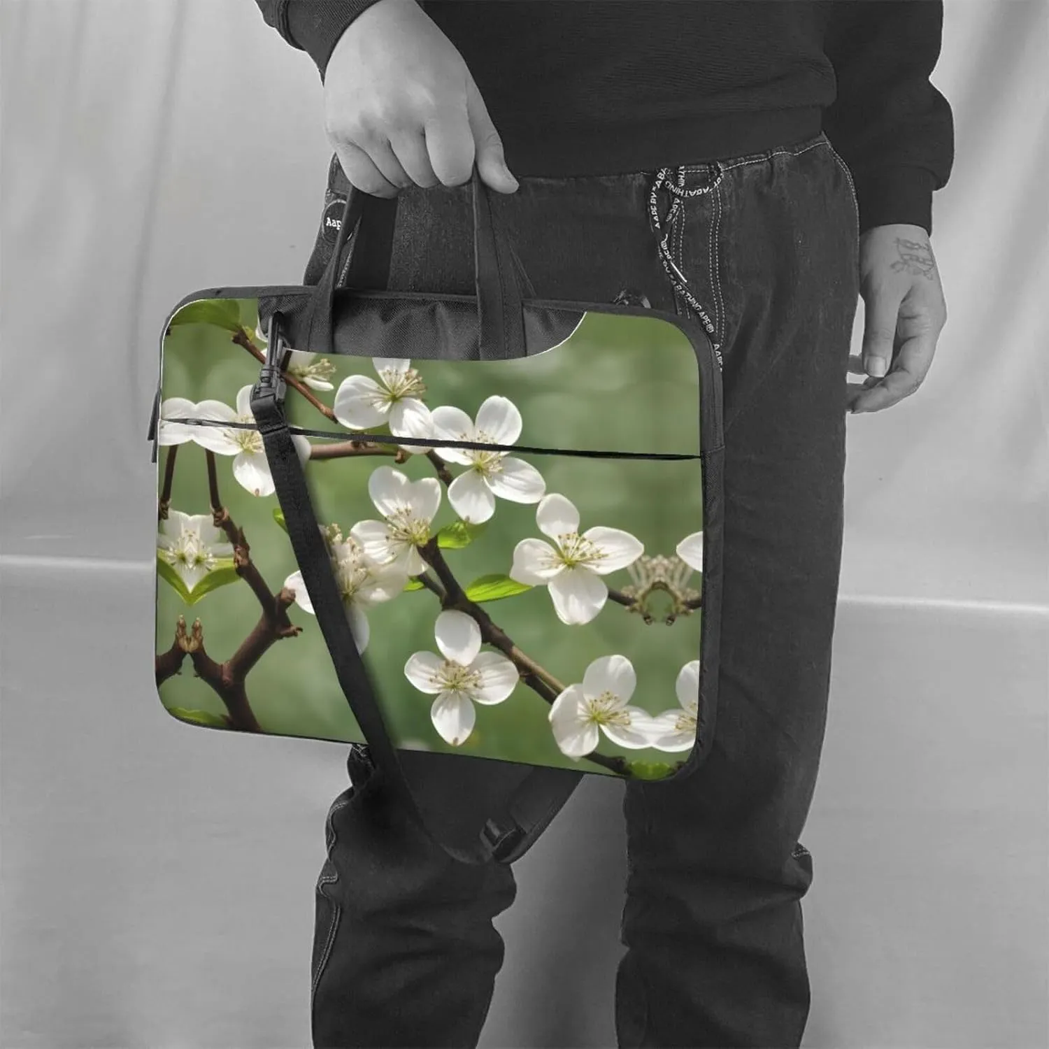 Spring Dogwood Blossoms Print Laptop Bag Laptop Case Shoulder Laptop Bag with Padded Protection Spacious Pockets