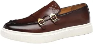 Stylish Men's Leather Chunky Platform Penny Loafers with Non-Slip Lug Sole, Perfect for Office, Business, and Casual Outfits