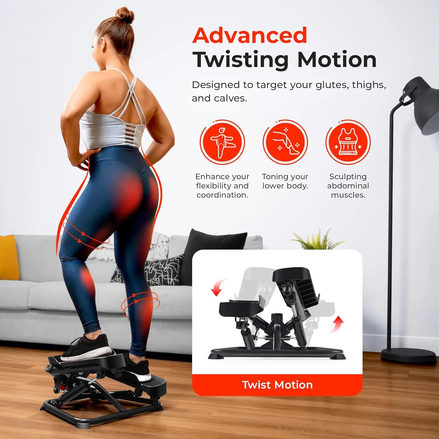 Sunny Health & Fitness Mini Stepper for Exercise at Home, Stair Step Workout Machine with Resistance Band, Fullbody Cardio, Upgraded Over 300lb Weight Capacity, Optional Free SunnyFit App Connection