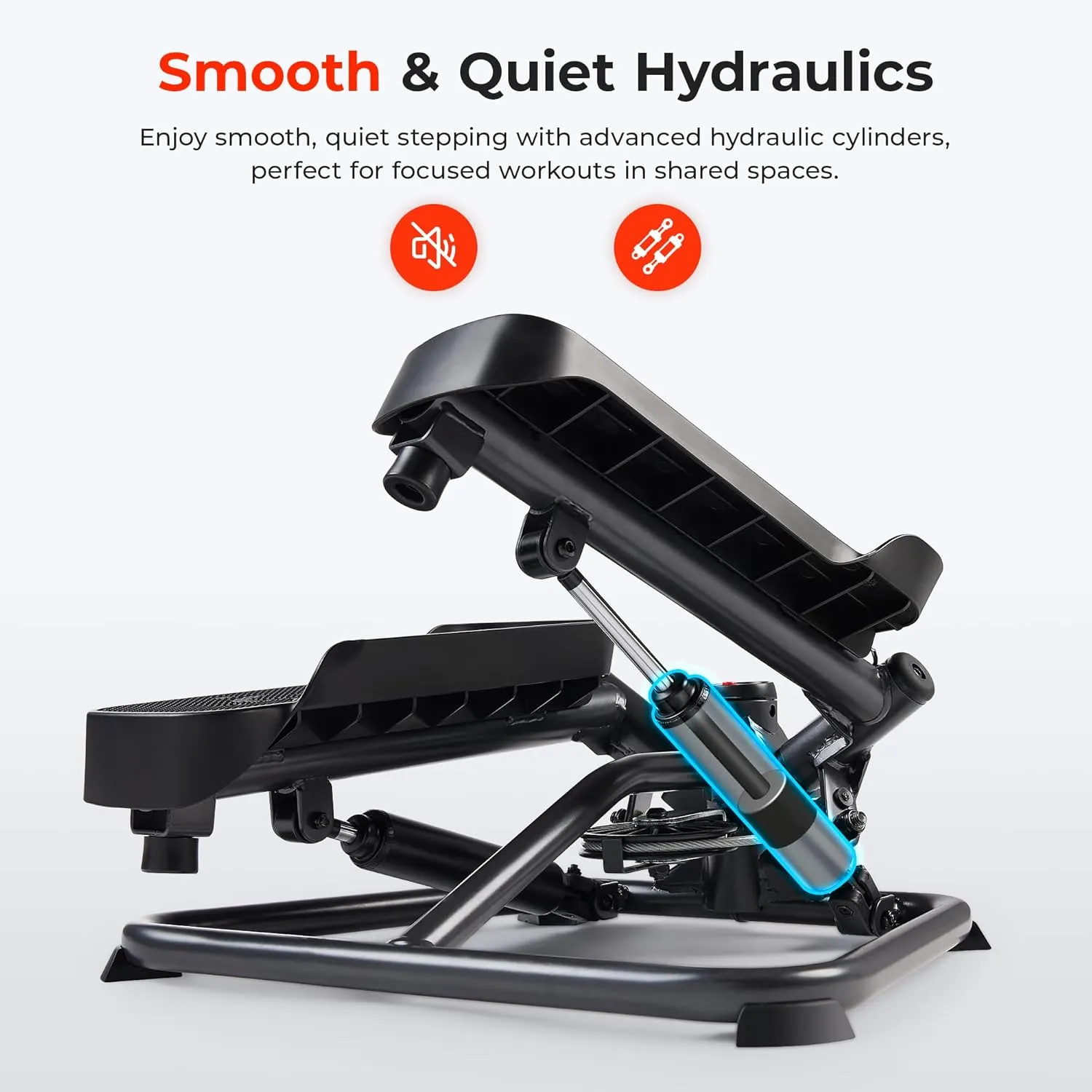 Sunny Health & Fitness Mini Stepper for Exercise at Home, Stair Step Workout Machine with Resistance Band, Fullbody Cardio, Upgraded Over 300lb Weight Capacity, Optional Free SunnyFit App Connection