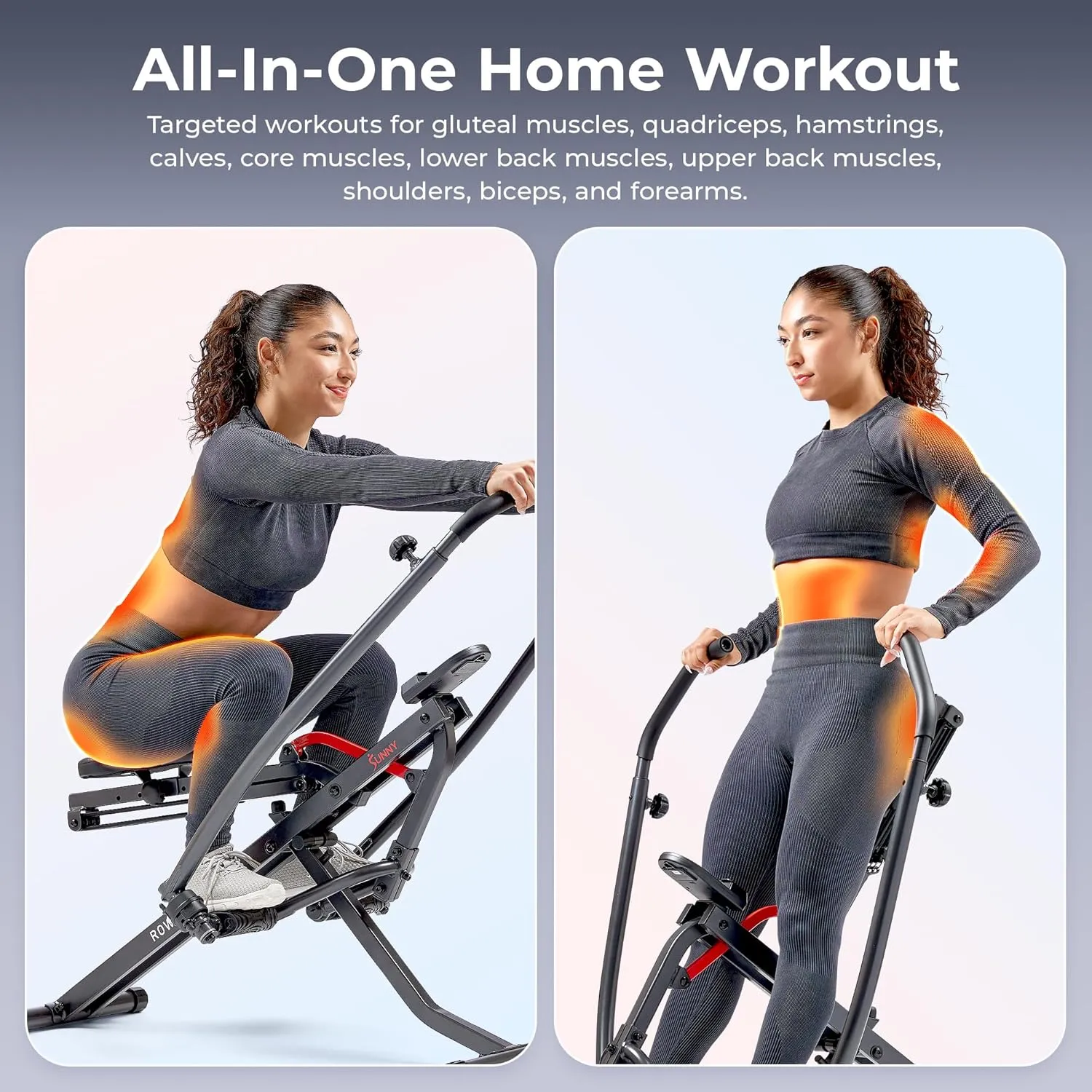 Sunny Health & Fitness Smart Compact Full Motion Rowing Machine, Full-Body Workout, Low-Impact, Extra-Long Rail, 350 LB Weight Capacity and Optional Free SunnyFit® App Enhanced Connectivity