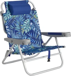 SUNNYFEEL Extra Wide Low Beach Chair 5 Position Lay Flat 500 LBS Heavy Duty, XL Oversized Portable Folding Camping Chairs with Cup Holder for Outdoor/Trip, Lightweight Backpack Beach Chair for Adults
