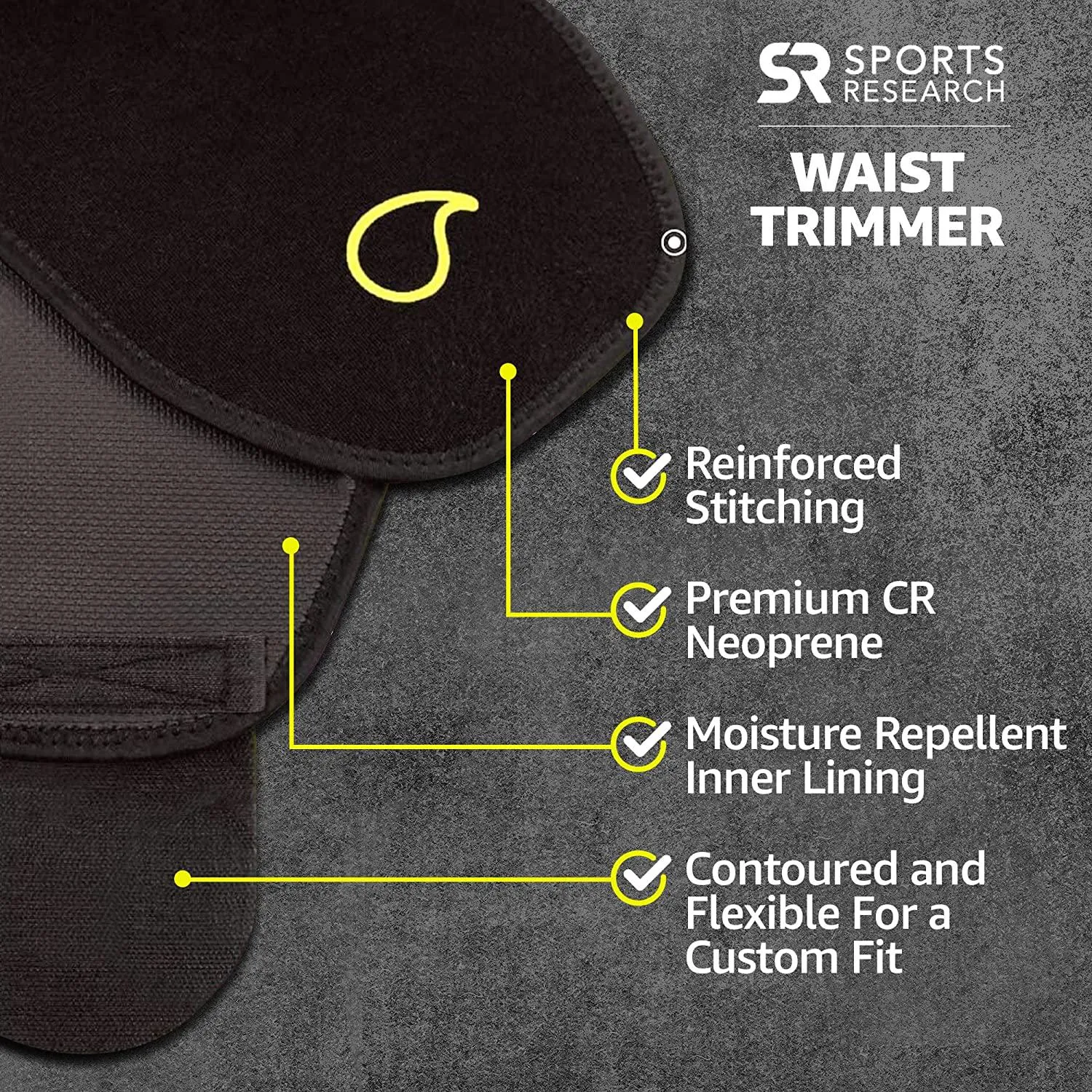 Sweet Sweat Waist Trimmer, by Sports Research - Waist Trainer for Women and Men - Sweatband Body Wrap - Workout Sweatband Belt