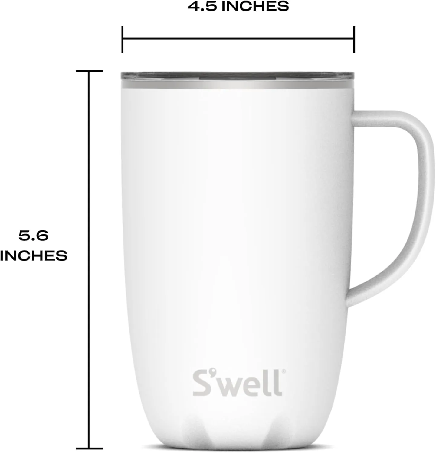 S'well Stainless Steel Mug with Handle, 16oz, Angel Food, Triple Layered Vacuum Insulated Containers Keeps Drinks Cold for 10 Hours and Hot for 3, BPA Free