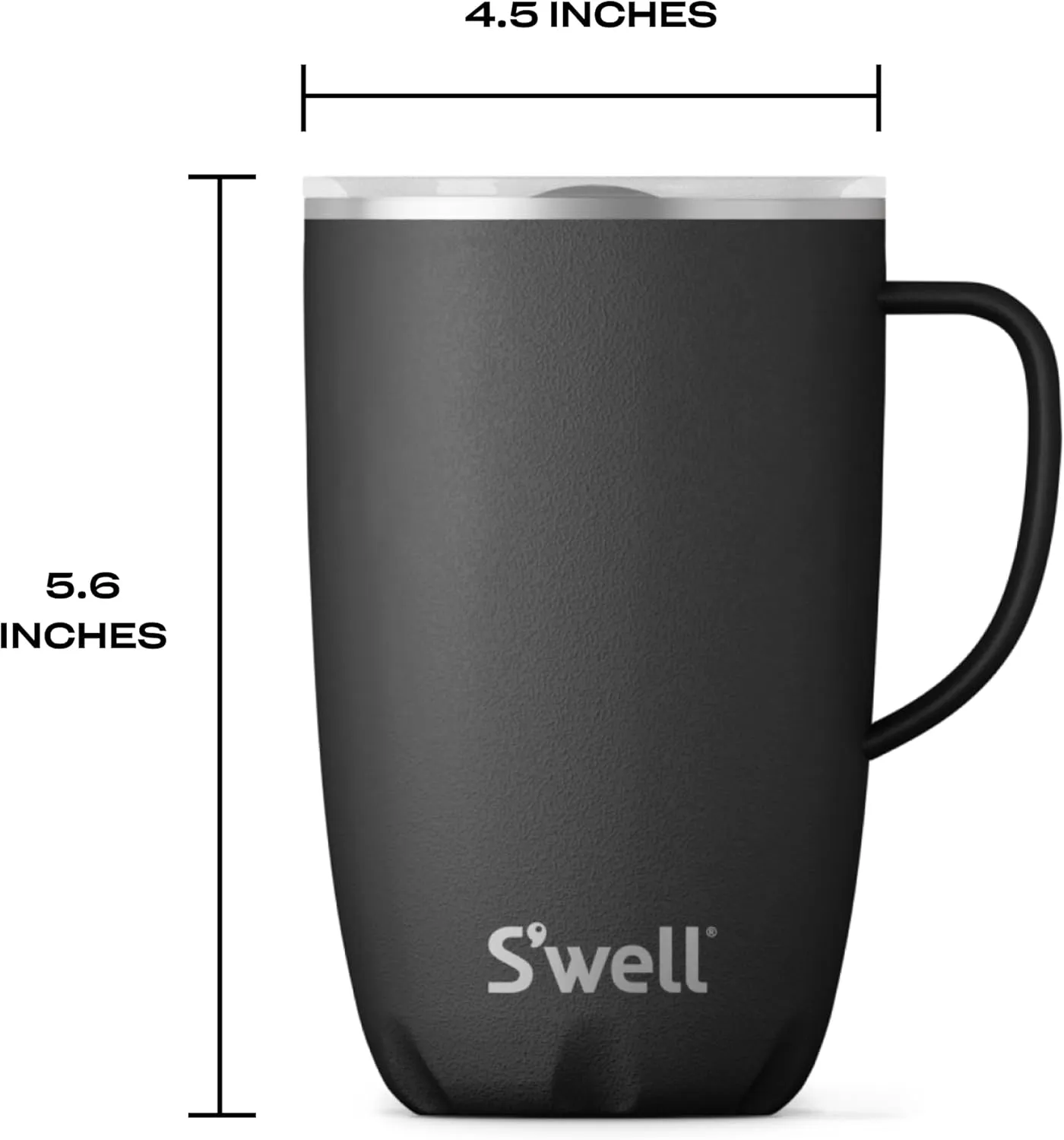 S'well Stainless Steel Mug with Handle, 16oz, Onyx, Triple Layered Vacuum Insulated Containers Keeps Drinks Cold for 10 Hours and Hot for 3, BPA Free