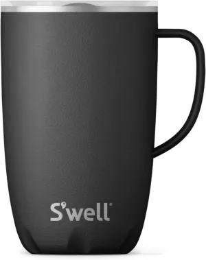 S'well Stainless Steel Mug with Handle, 16oz, Onyx, Triple Layered Vacuum Insulated Containers Keeps Drinks Cold for 10 Hours and Hot for 3, BPA Free