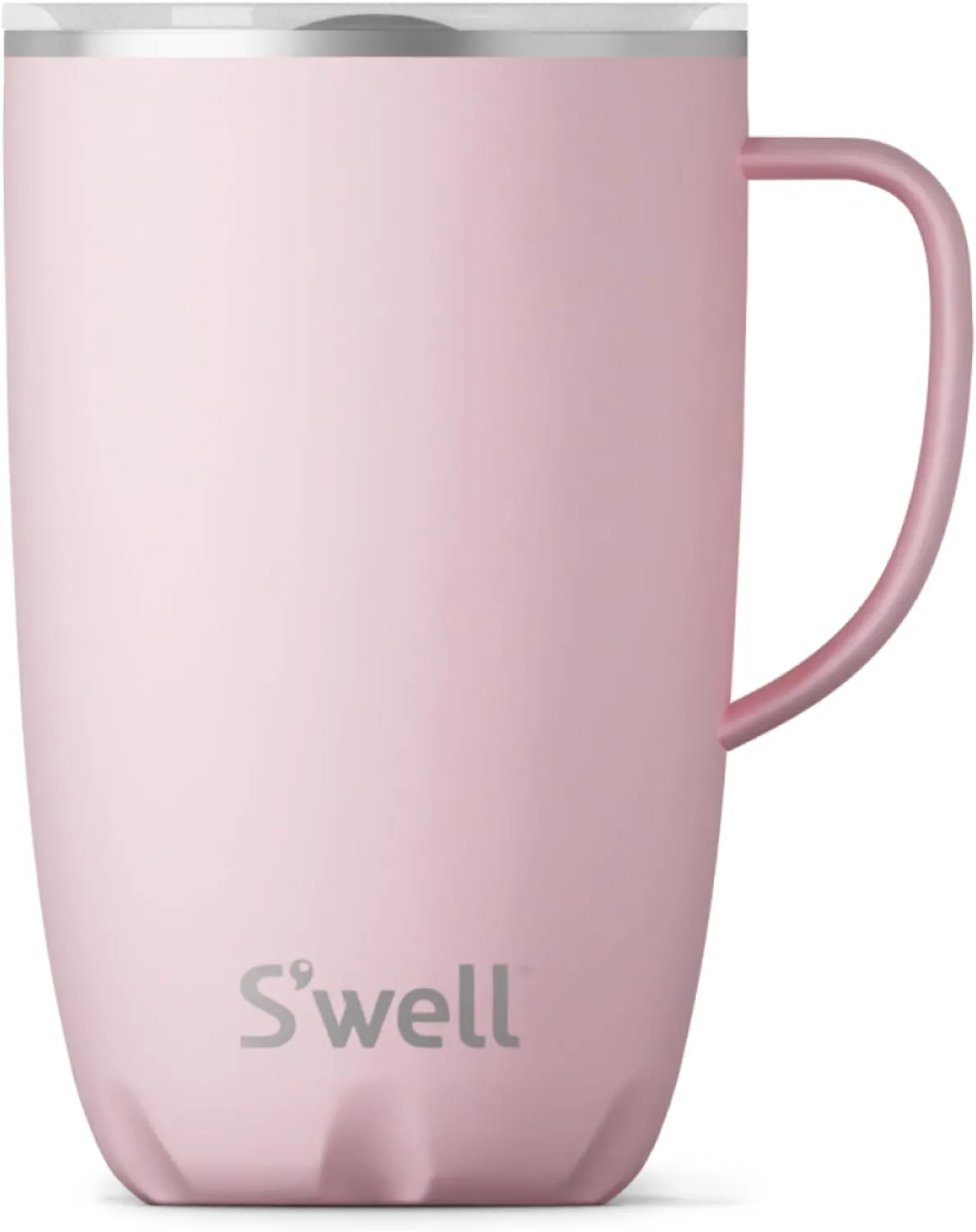 S'well Stainless Steel Mug with Handle, 16oz, Pink Topaz, Triple Layered Vacuum Insulated Containers Keeps Drinks Cold for 10 Hours and Hot for 3, BPA Free
