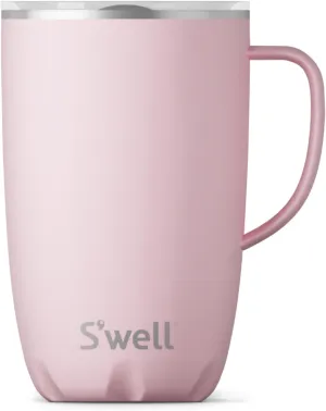 S'well Stainless Steel Mug with Handle, 16oz, Pink Topaz, Triple Layered Vacuum Insulated Containers Keeps Drinks Cold for 10 Hours and Hot for 3, BPA Free