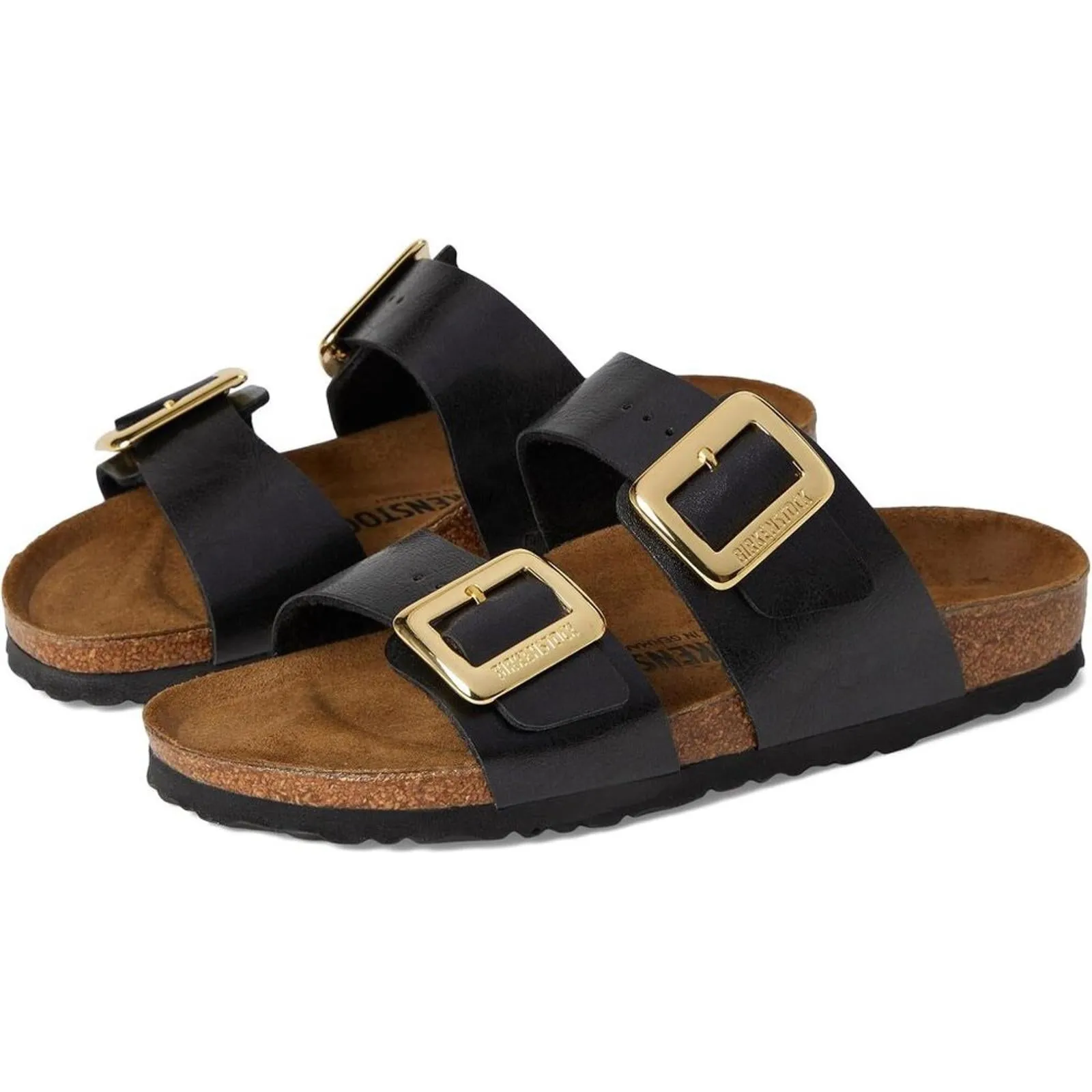 Sydney Luxe Buckle Licorice Black Slide Sandals