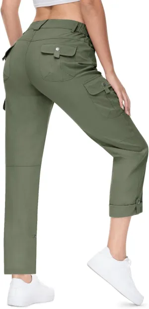 TBMPOY Women's Hiking Pants Quick Dry Convertible Lightweight Roll Up Cargo Pockets Travel Essentials Waterproof Work