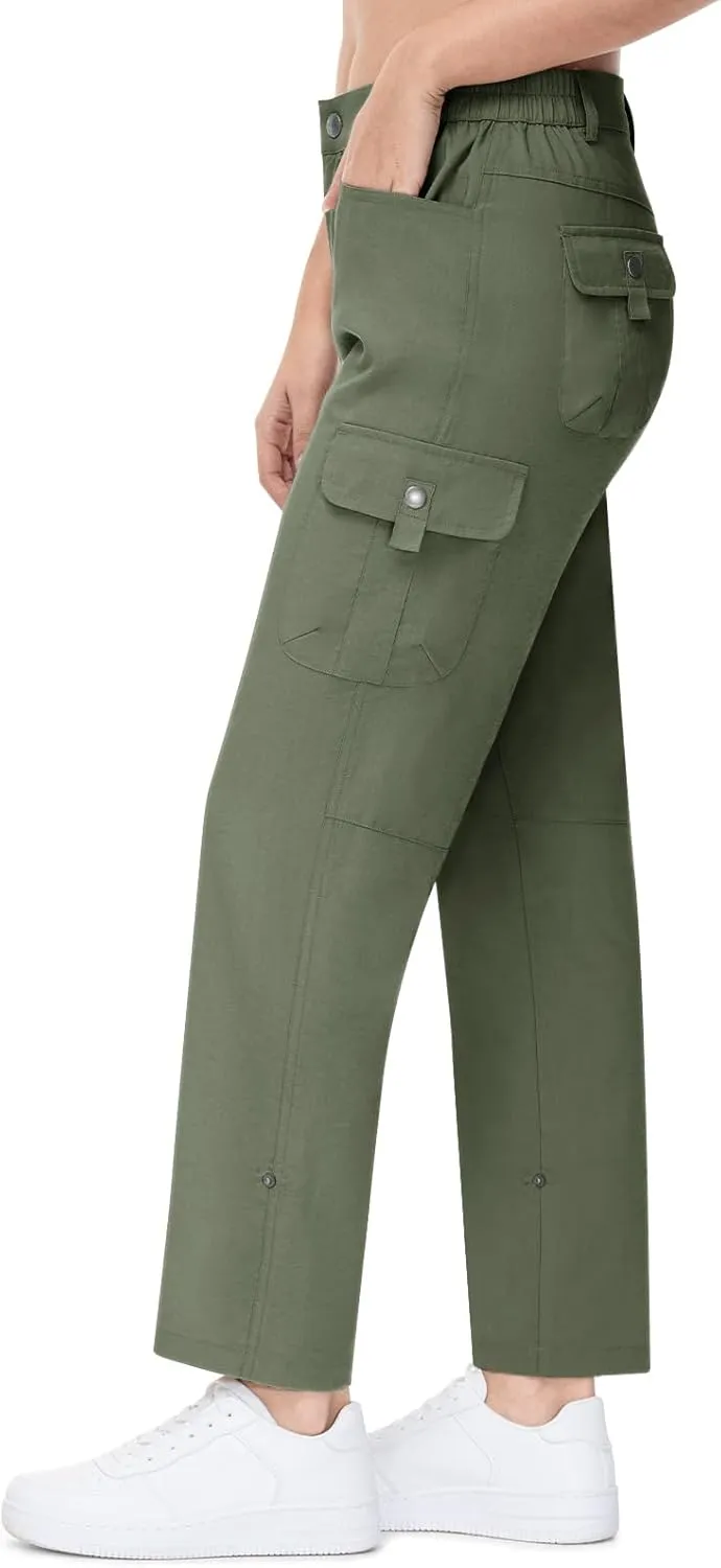 TBMPOY Women's Hiking Pants Quick Dry Convertible Lightweight Roll Up Cargo Pockets Travel Essentials Waterproof Work