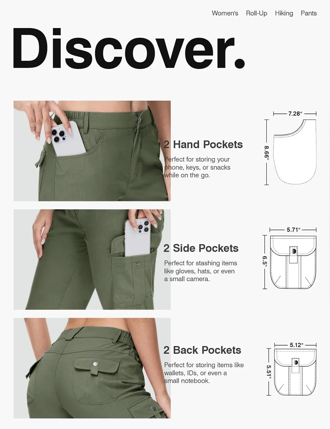 TBMPOY Women's Hiking Pants Quick Dry Convertible Lightweight Roll Up Cargo Pockets Travel Essentials Waterproof Work