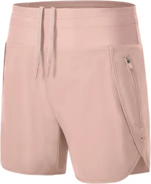 TBMPOY Women's Swim Board Shorts with Zipper Pockets 5'' High Waisted Bathing Suit Swimwear Quick Dry Beach Short
