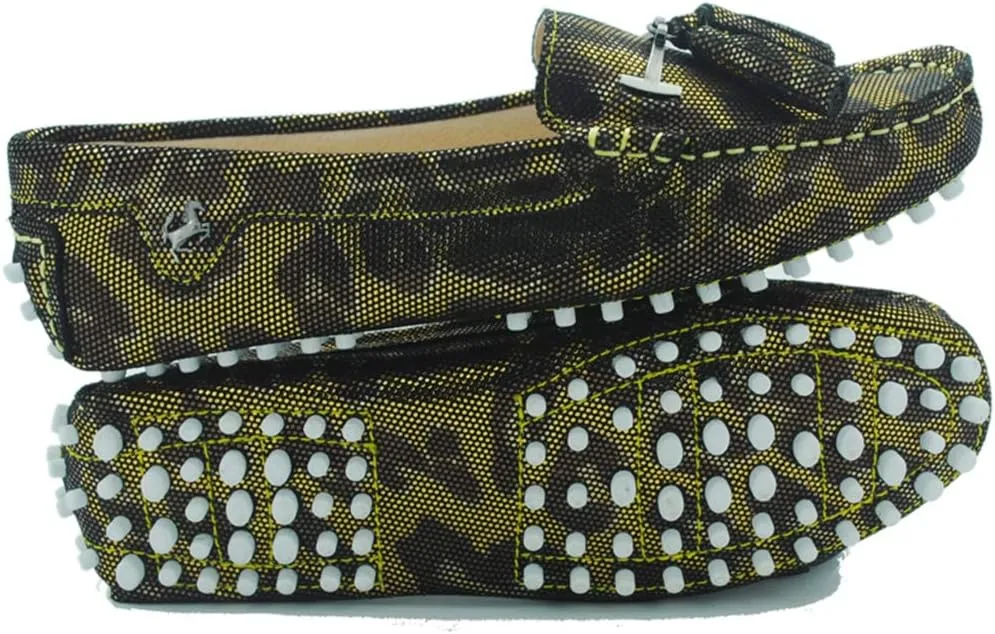 TDA Womens Casual Comfort Slip-on Metal Button Tassel Leather Driving Walking Leisure Weekend Loafers Boat Shoes