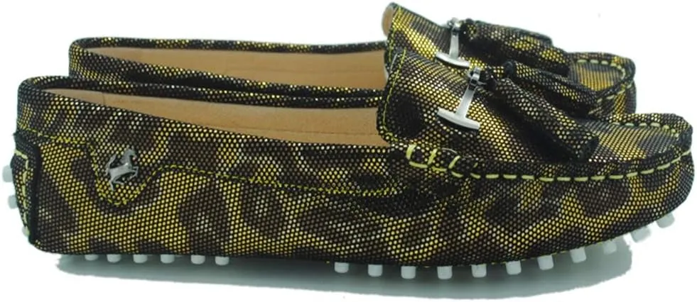 TDA Womens Casual Comfort Slip-on Metal Button Tassel Leather Driving Walking Leisure Weekend Loafers Boat Shoes