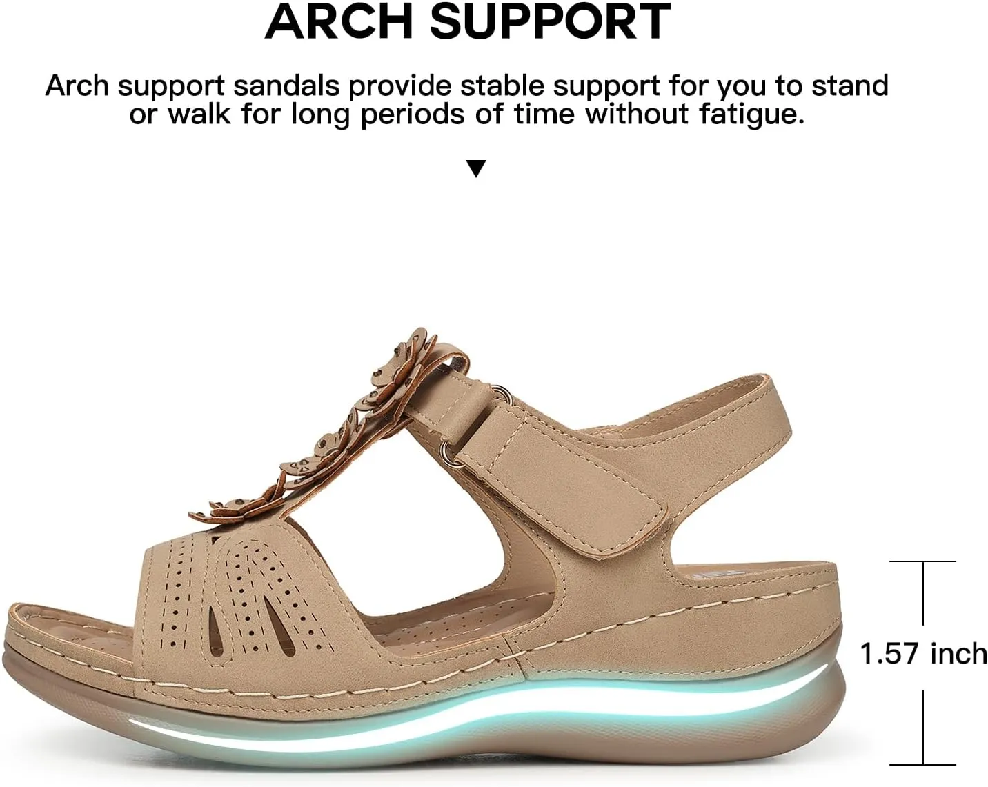 TEMOFON Wedge Sandals for Women Comfortable: Open Toe Sandals with Low Wedges - Dressy Summer Casual Sandals - Flat Comfy Walking Sandals
