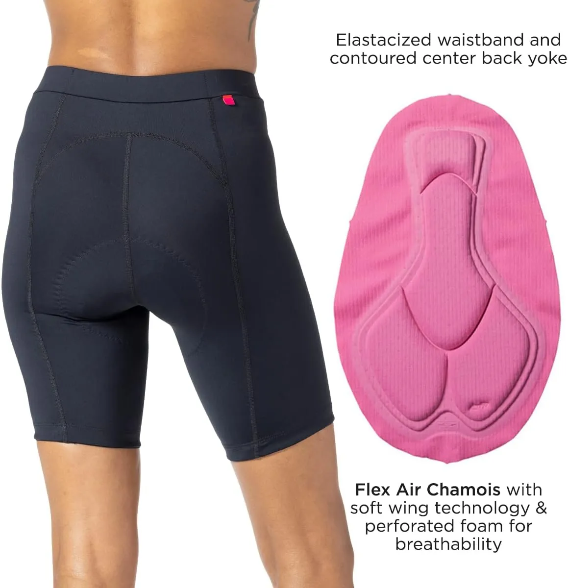 Terry Bella Bike Shorts Women Padded, Regular 8.5 Inch Silicone Leg Black Bike Shorts for Womens Cycling Shorts Mountain Bike