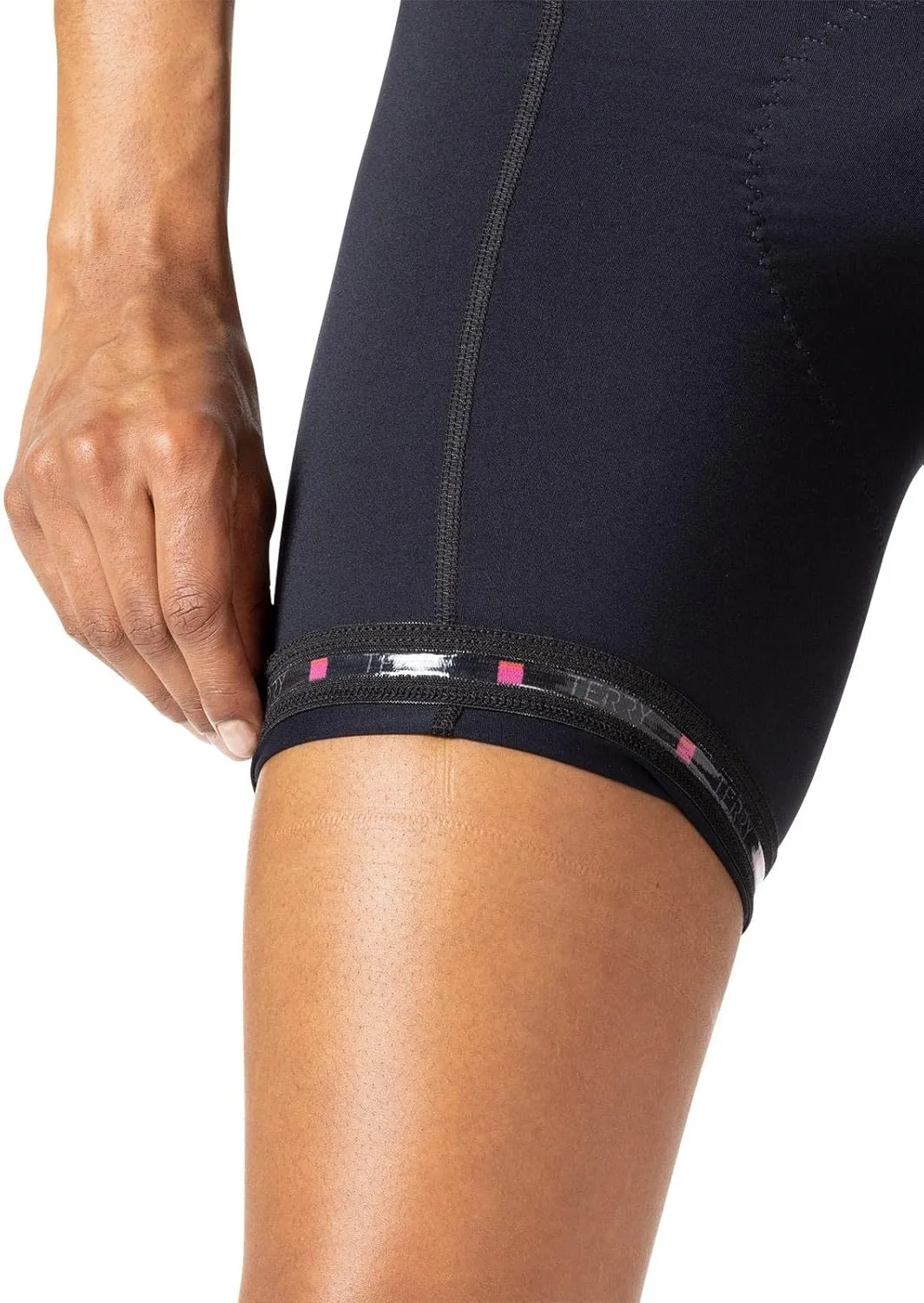 Terry Bella Bike Shorts Women Padded, Regular 8.5 Inch Silicone Leg Black Bike Shorts for Womens Cycling Shorts Mountain Bike