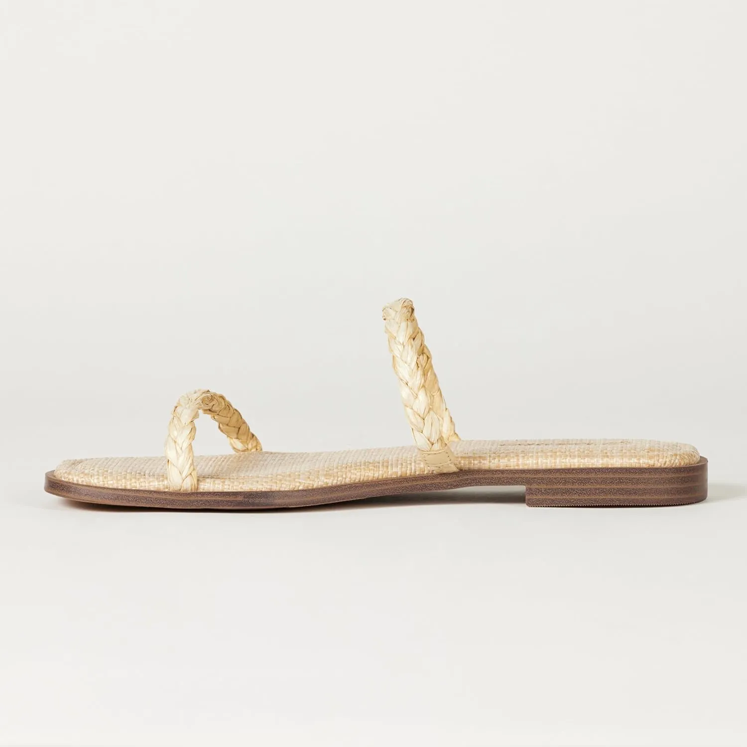 The Drop Women's Paris Square Toe Two Strap Flat Sandal