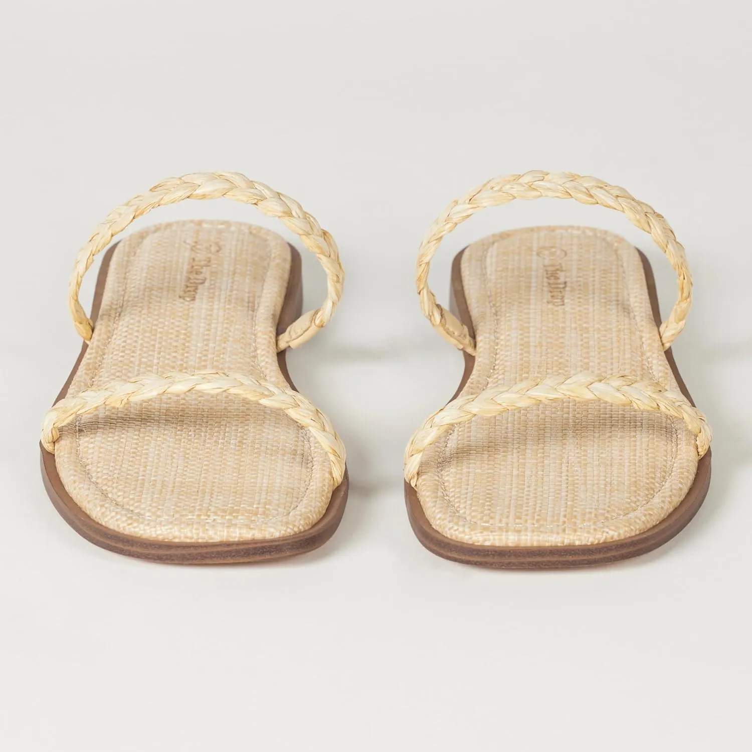 The Drop Women's Paris Square Toe Two Strap Flat Sandal