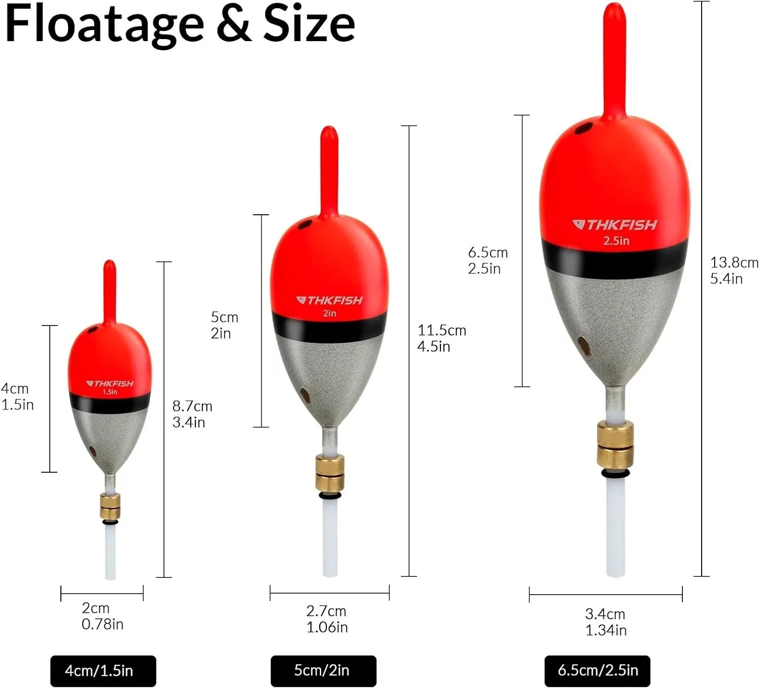 THKFISH Fishing Bobber Slip Bobber Fishing Floats for Crappie Balsa Bobbers for Panfish,Walleye,Salmon Floatage