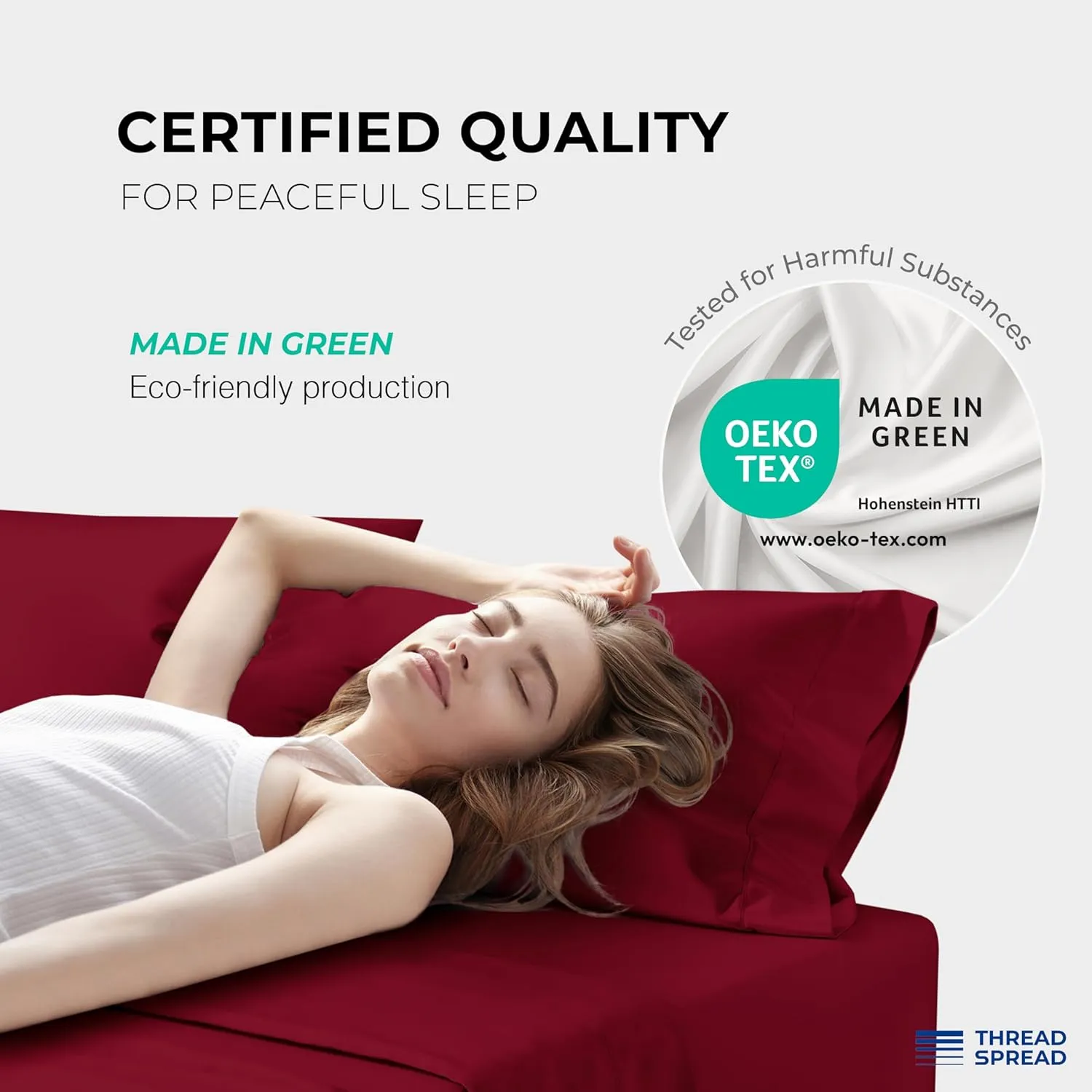 THREAD SPREAD 100% Egyptian Cotton Sheets Queen Size - 1200 Thread Count 4 PC Queen Sheet Set Egyptian Cotton, Sateen Weave Luxury Sheets Queen, High Thread Count Sheets, 17" Deep Pocket - Burgundy