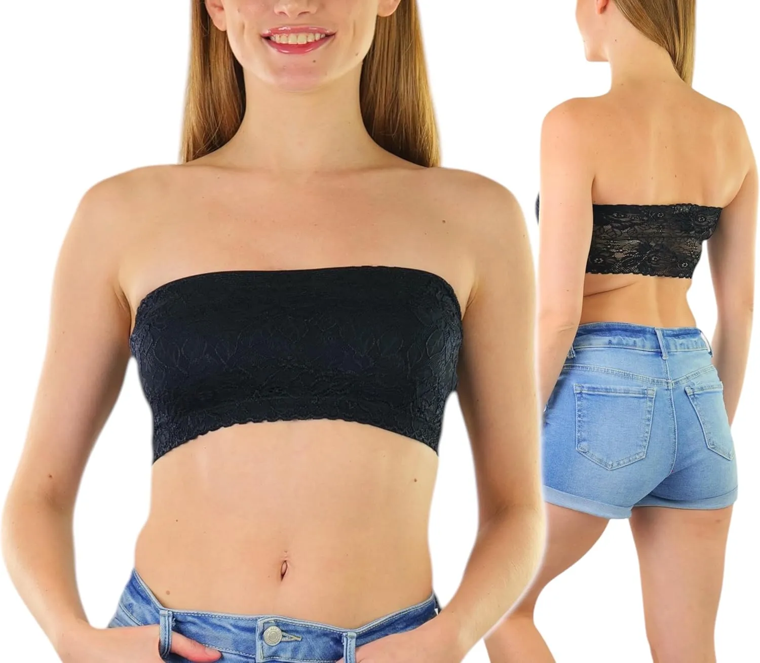 ToBeInStyle Women's 6 Pack Padded Seamless Bandeau Tube Bras