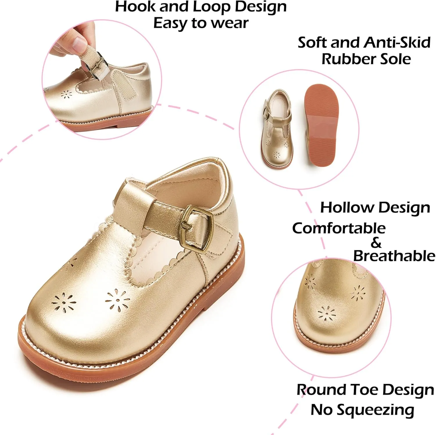 Toddler Girl Mary Jane Dress Shoes-Little Girl School Uniform Shoes for Wedding Party
