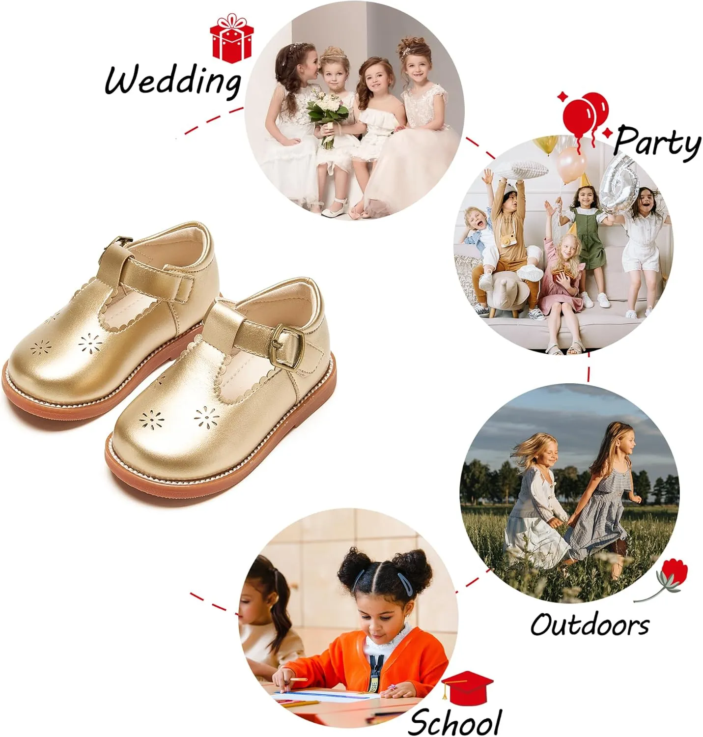 Toddler Girl Mary Jane Dress Shoes-Little Girl School Uniform Shoes for Wedding Party