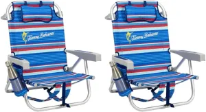 Tommy Bahama Backpack Beach Chair 2 Pack (Sailfish and Palms), Aluminum, Multicolor
