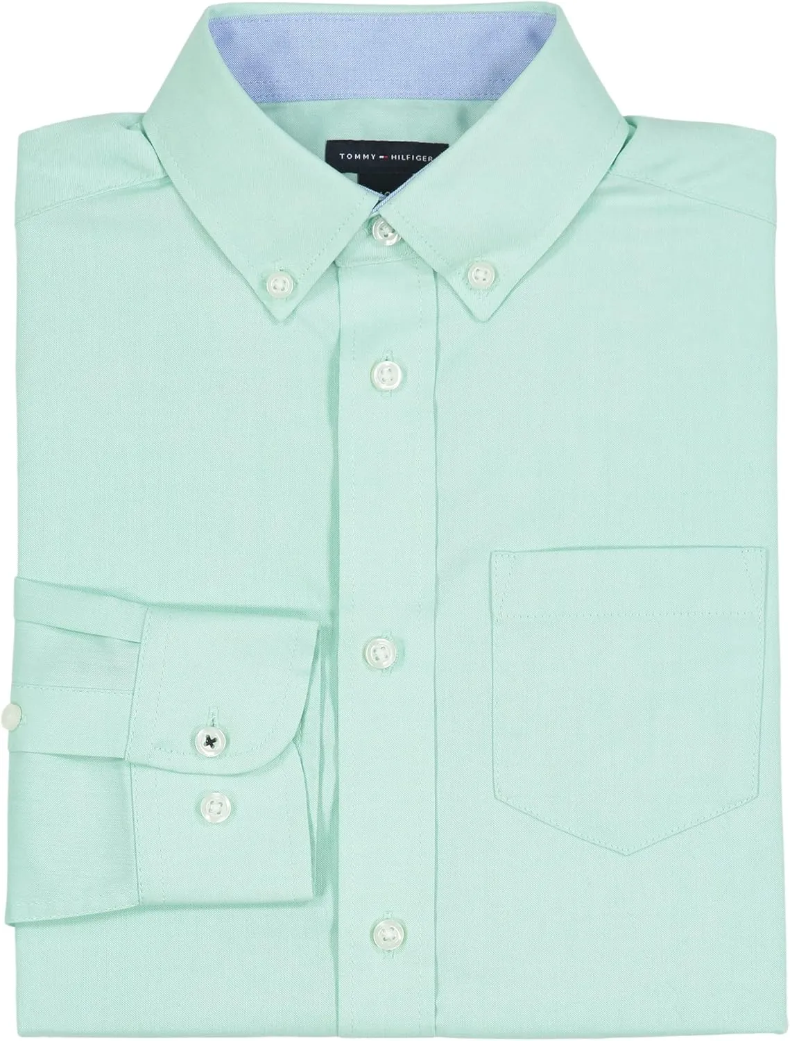 Tommy Hilfiger Boy's Oxford Long Sleeve Dress Shirt, Collared Button-down With Chest Pocket, Regular Fit