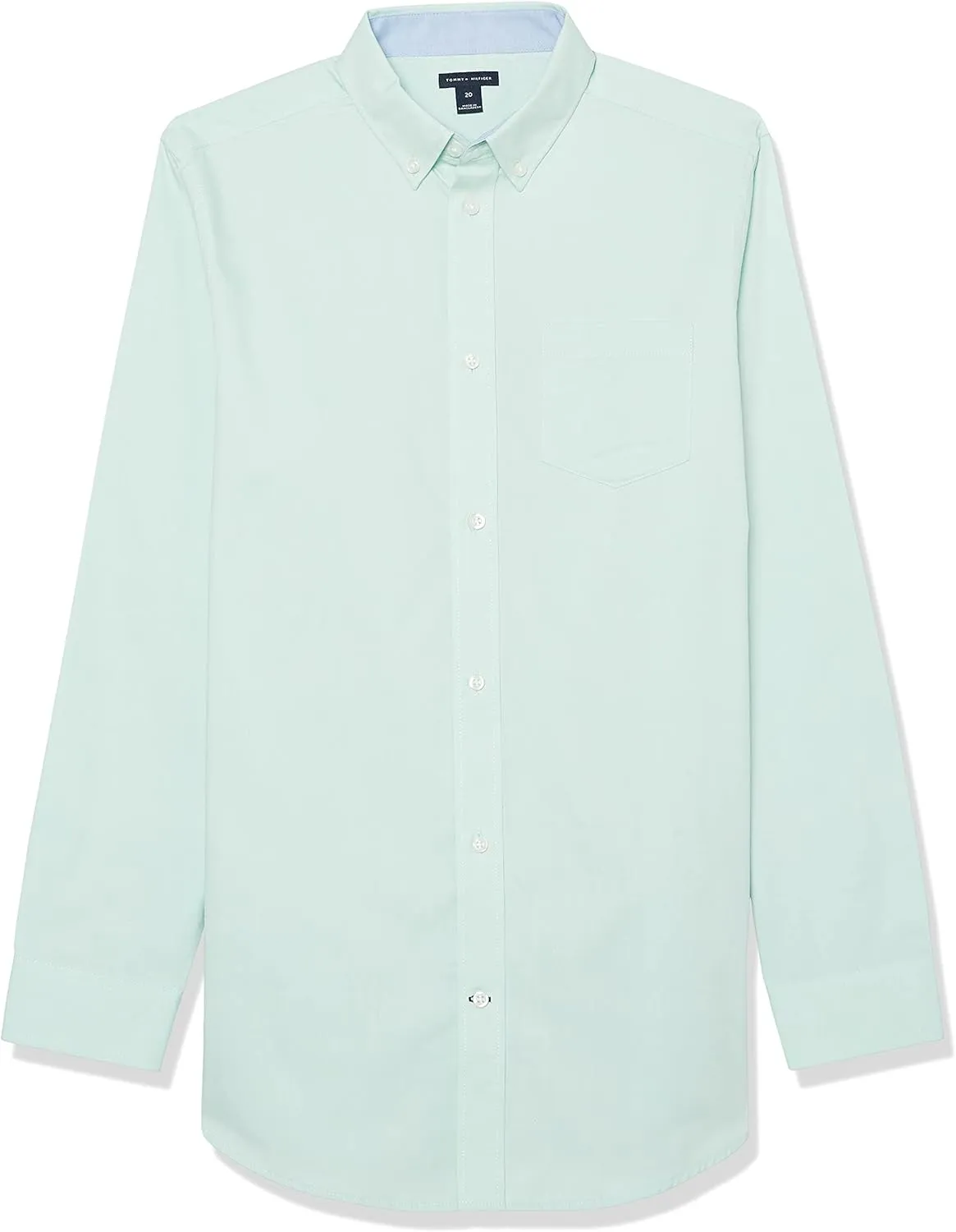 Tommy Hilfiger Boy's Oxford Long Sleeve Dress Shirt, Collared Button-down With Chest Pocket, Regular Fit