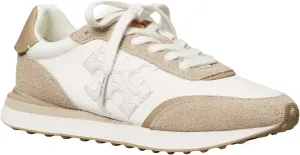 Tory Burch Women's Destiny Trainer Sneakers Leather Suede White Purity Avola