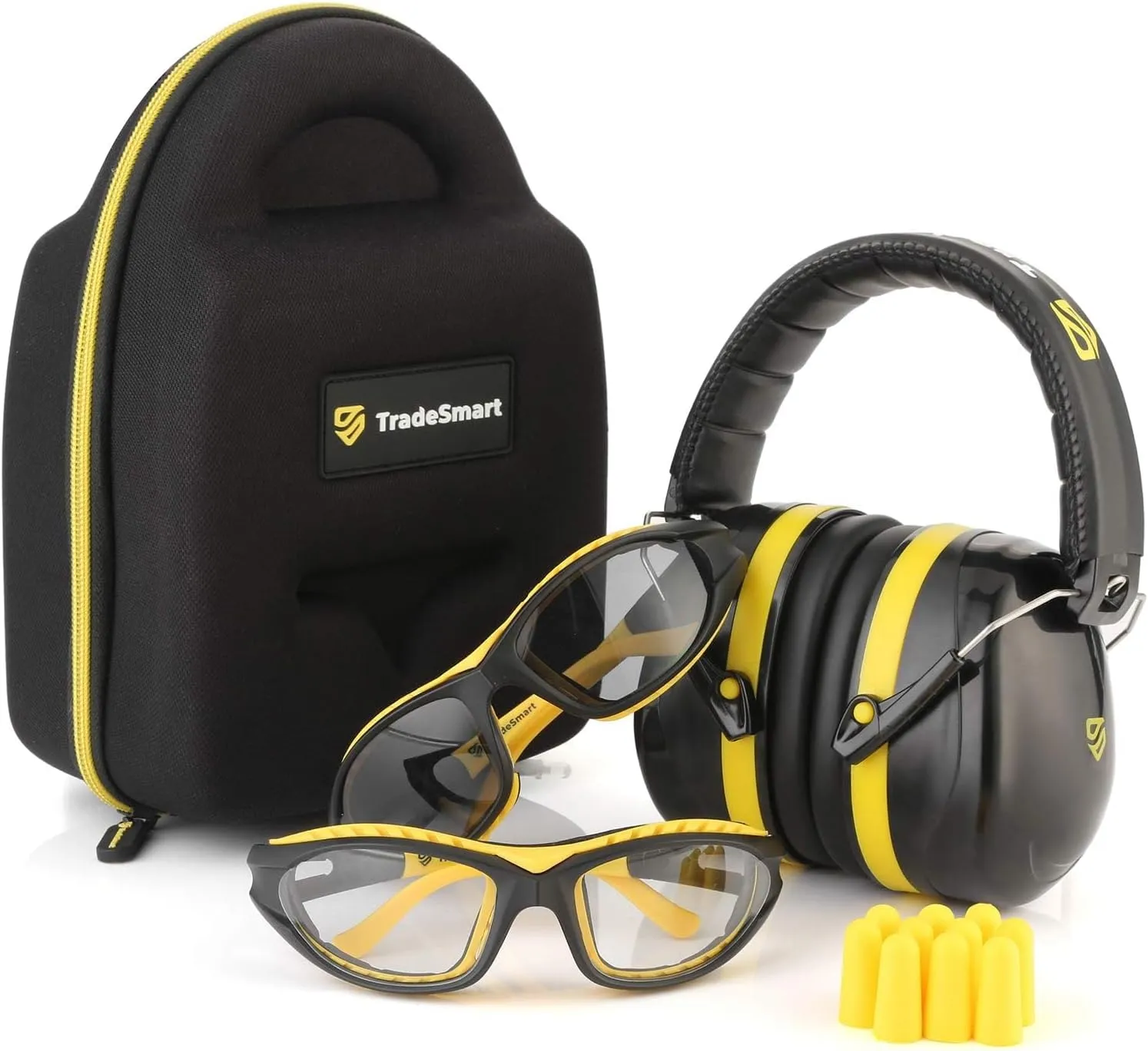 TradeSmart All-in-One Shooting Ear Protection - Comfort  NRR 28 Earmuffs, Glasses & Earplugs   Carry Case
