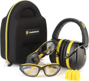 TradeSmart All-in-One Shooting Ear Protection - Comfort  NRR 28 Earmuffs, Glasses & Earplugs   Carry Case