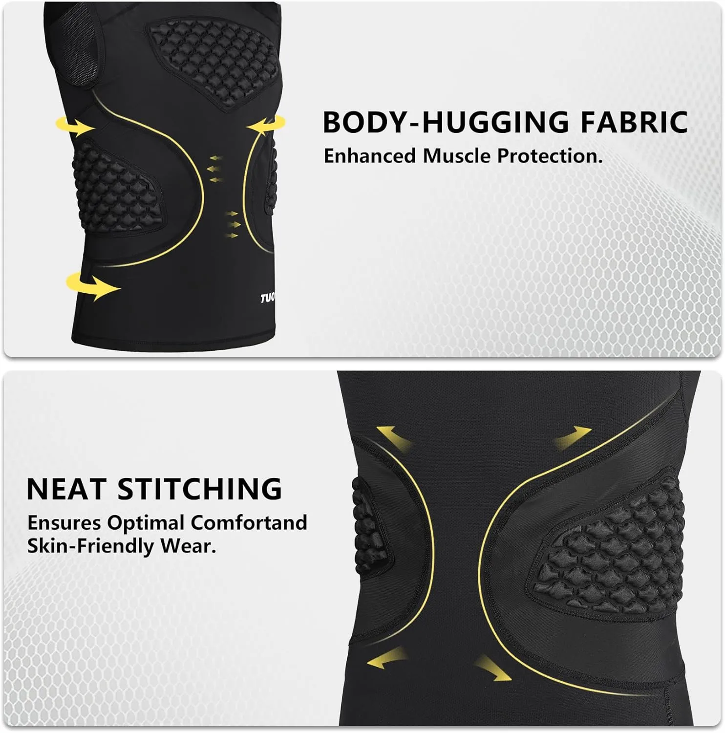 TUOY Adult Rib Chest Protector, New Version - Padded 5 Pads Baseball Football Lacrosse Rib Heart Sternum Guard