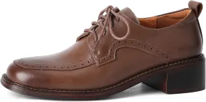 U-lite Women's Perforated Classic Vintage Lace-Up Square Toe Casual Oxford Shoes for Women Girls Lady Wife