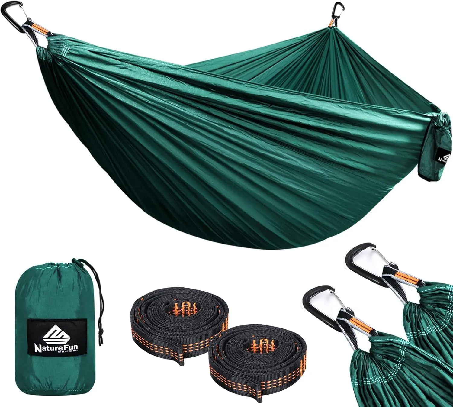 Ultra-Light Travel Camping Hammock | 300kg Load Capacity,(300x200cm) Breathable,Quick-Drying Parachute Nylon | 2 x Premium Carabiners,2 x Nylon Slings Included | for Outdoor Indoor Garden